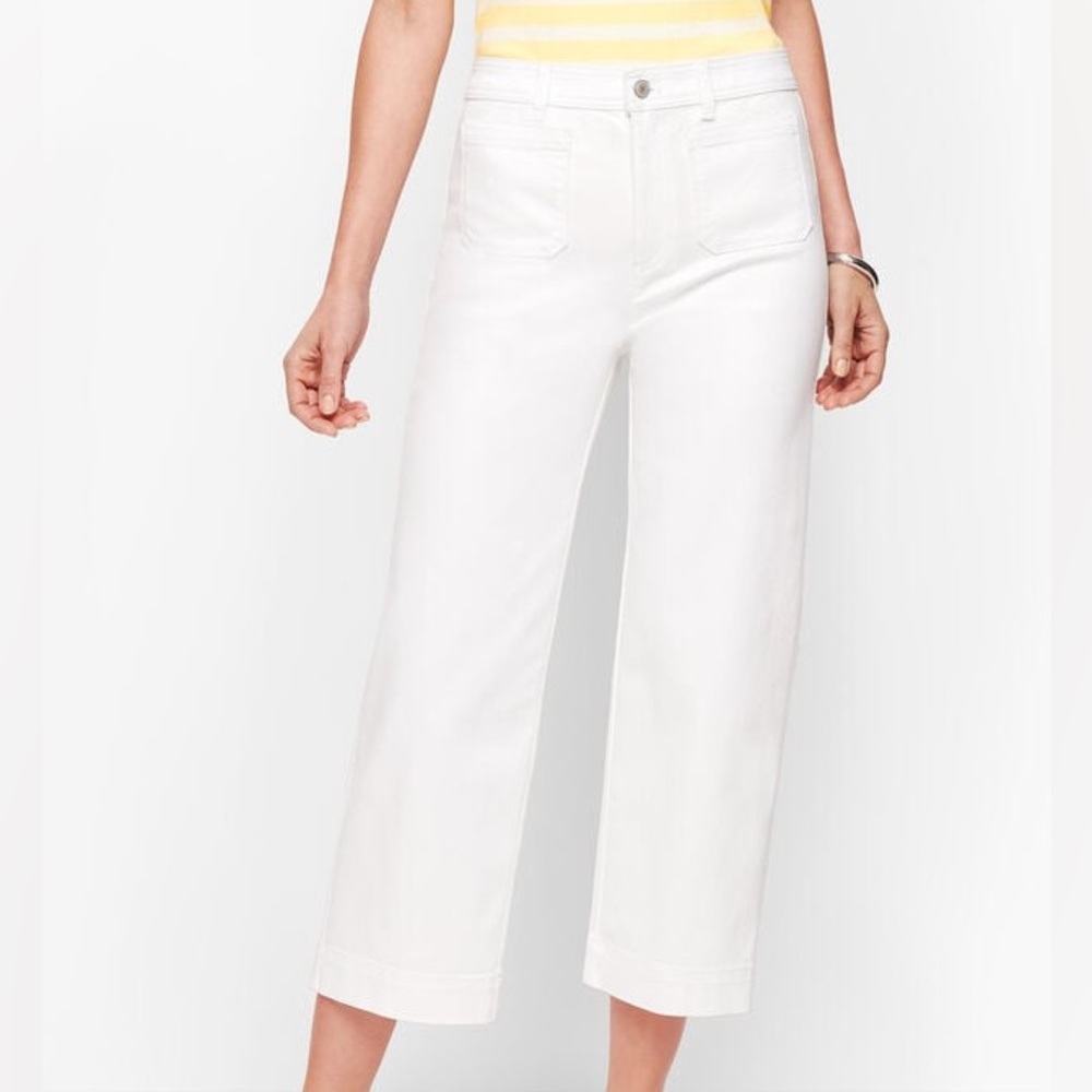 Talbots White Wide Leg Crop Jeans Curvy Fit - Size 4 - New Condition